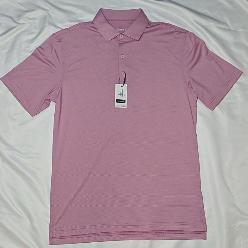 johnnie-O Lyndon Pink Thin Striped Athletic Polo